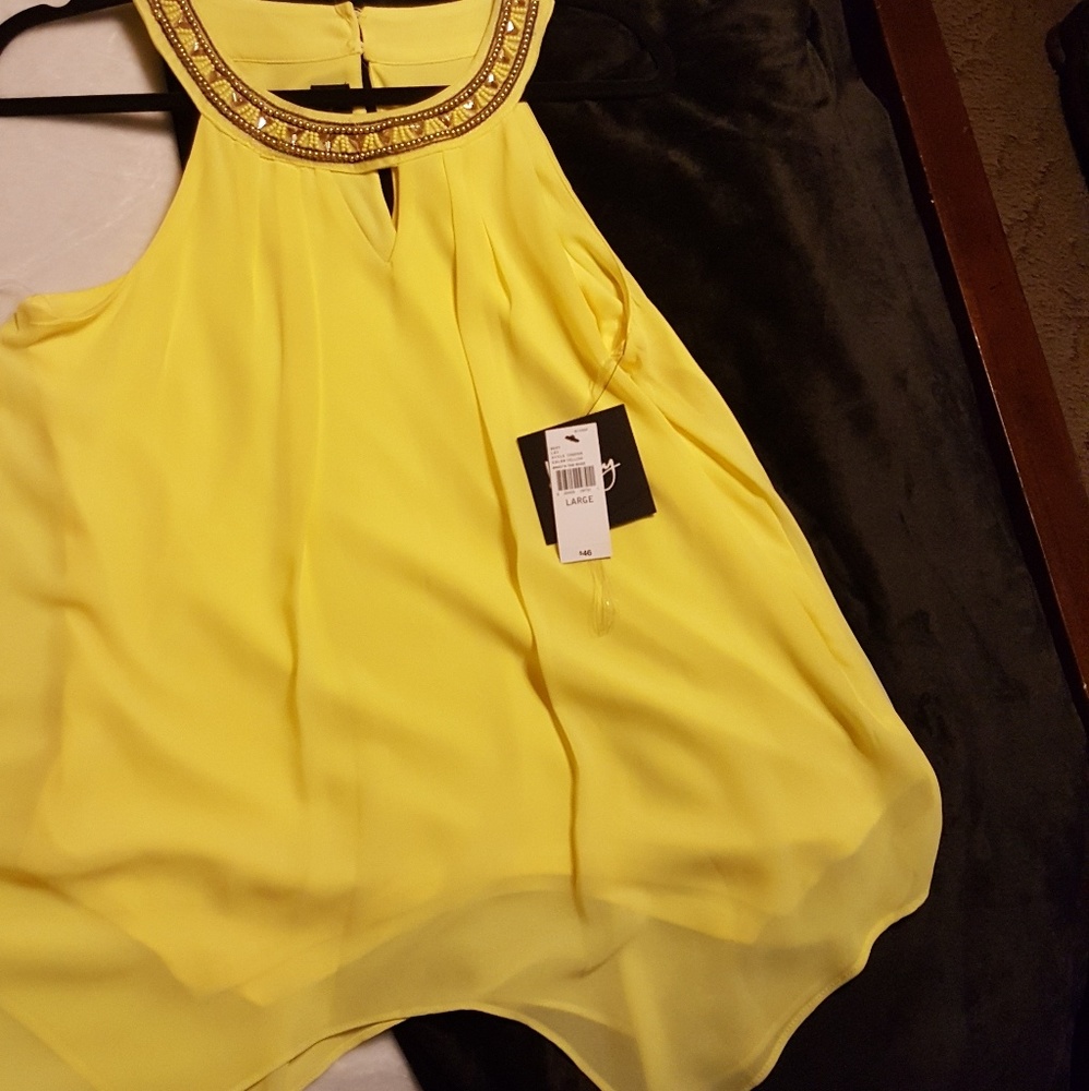 Yellow embellished  collar blouse